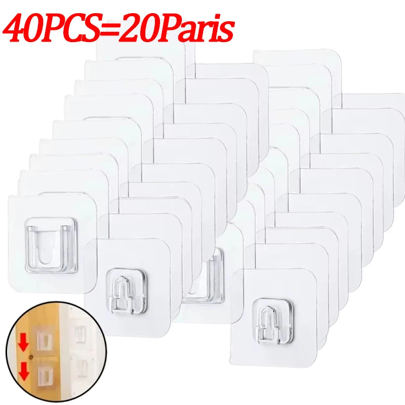 Double-Sided Adhesive Wall Hooks Hanger Strong Transparent Suction Cup Sucker Hooks Kitchen Bathroom Storage Plug Socket Holders