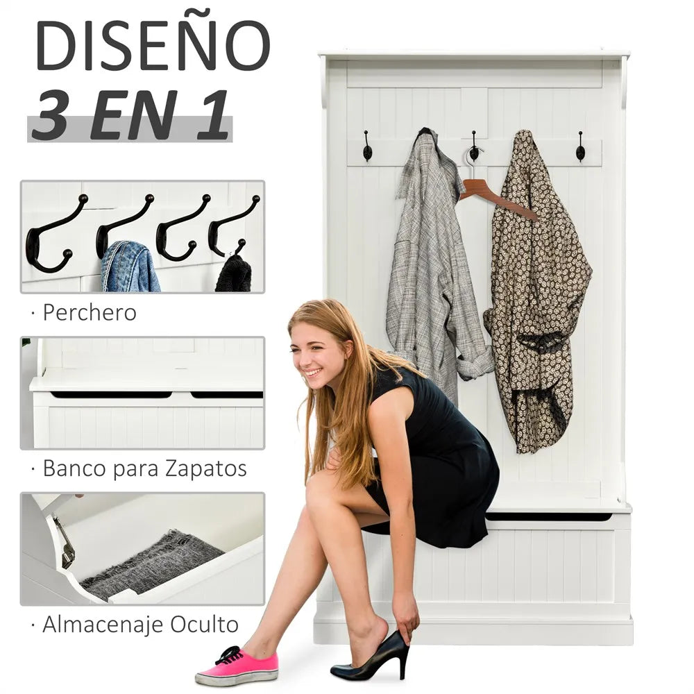 Homcom Coat Rack with Bench Hallway Set Hallway Furniture Hooks