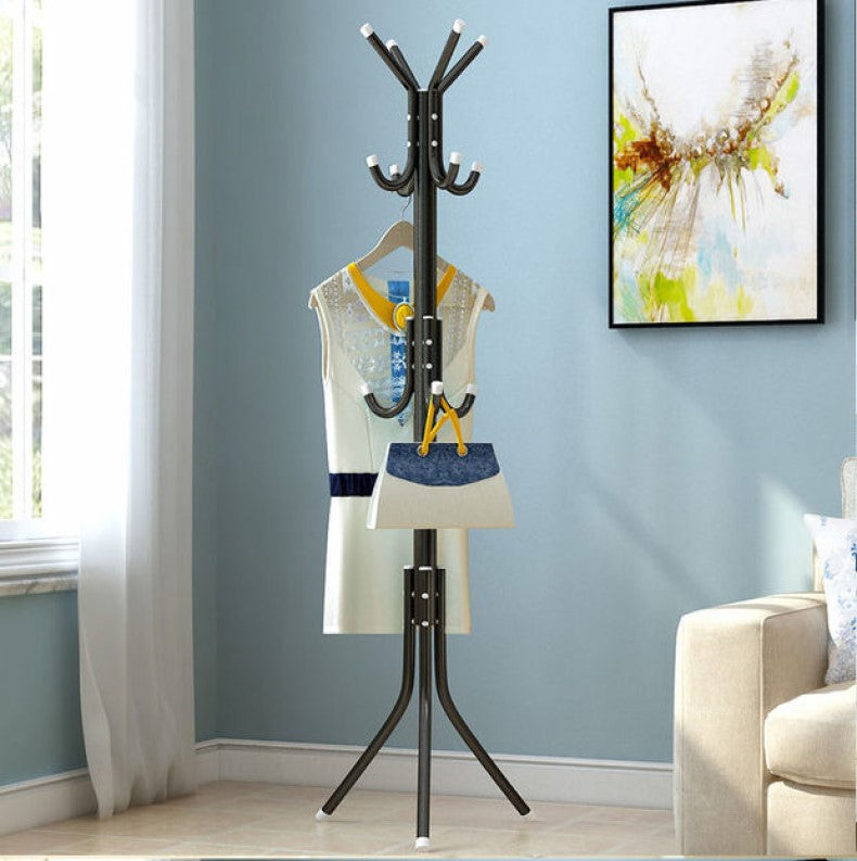 9 Hook Clothes Tree Coat Rack Metal Coat Handbag Scarf Hanger Saving Space Portable Hat Clothes Stand Bedroom Decor