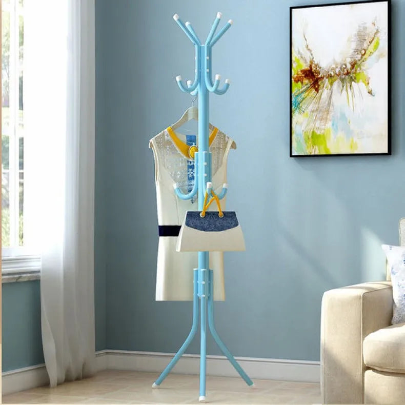 9 Hook Clothes Tree Coat Rack Metal Coat Handbag Scarf Hanger Saving Space Portable Hat Clothes Stand Bedroom Decor