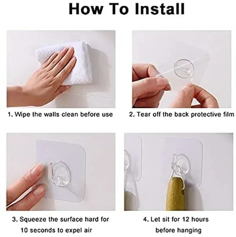 Wall Hooks Plastic Transparent Strong Self Adhesive Cow Horn Design Hanging Christmas Halloween Thanksgiving Accessories Hooks