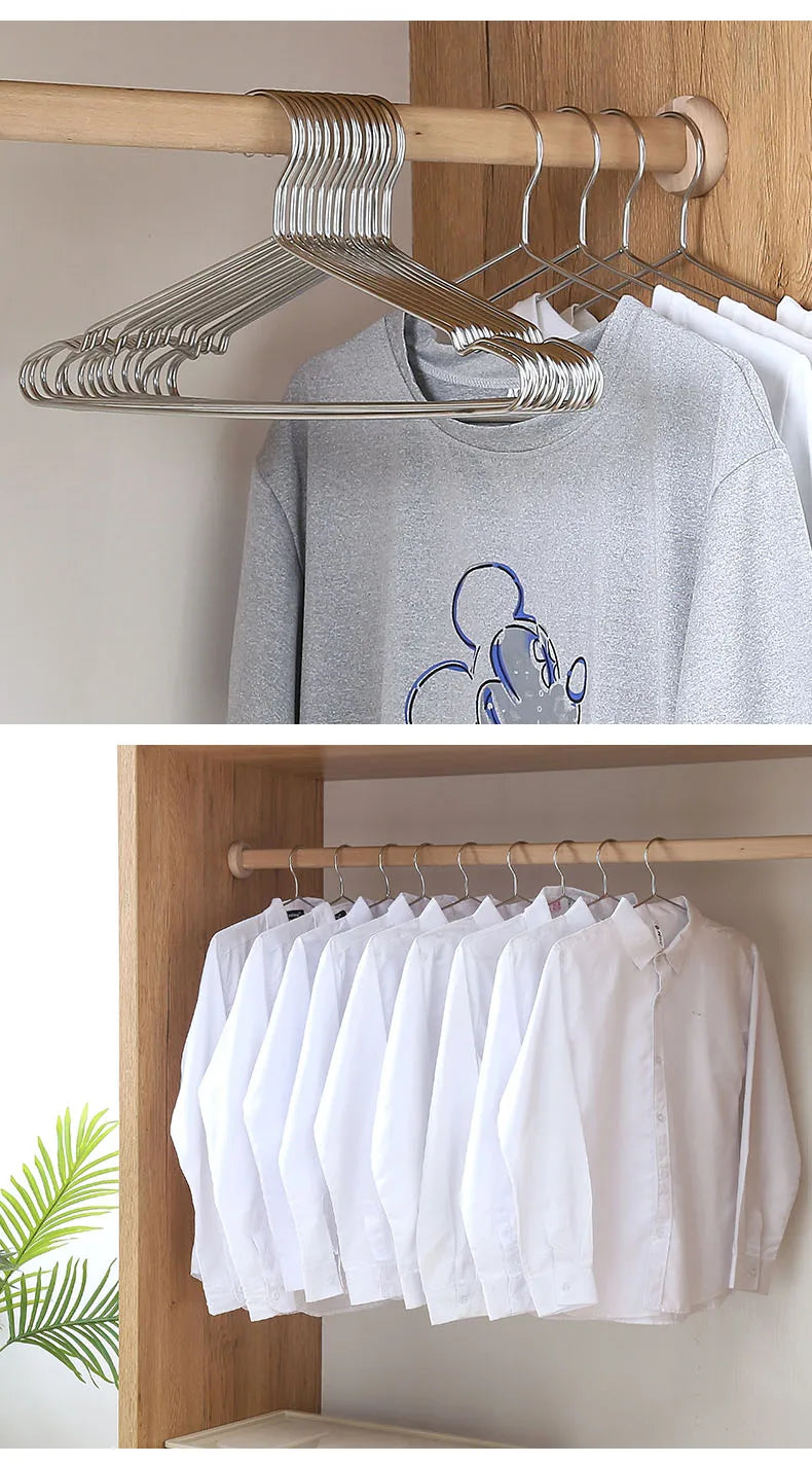 10/20pcs Stainless Steel Clothes Hanger Closet Organizer Non-slip Coat Rack Pants Drying Rack Storage Wardrobe Save Space