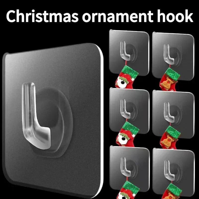 Wall Hooks Plastic Transparent Strong Self Adhesive Cow Horn Design Hanging Christmas Halloween Thanksgiving Accessories Hooks