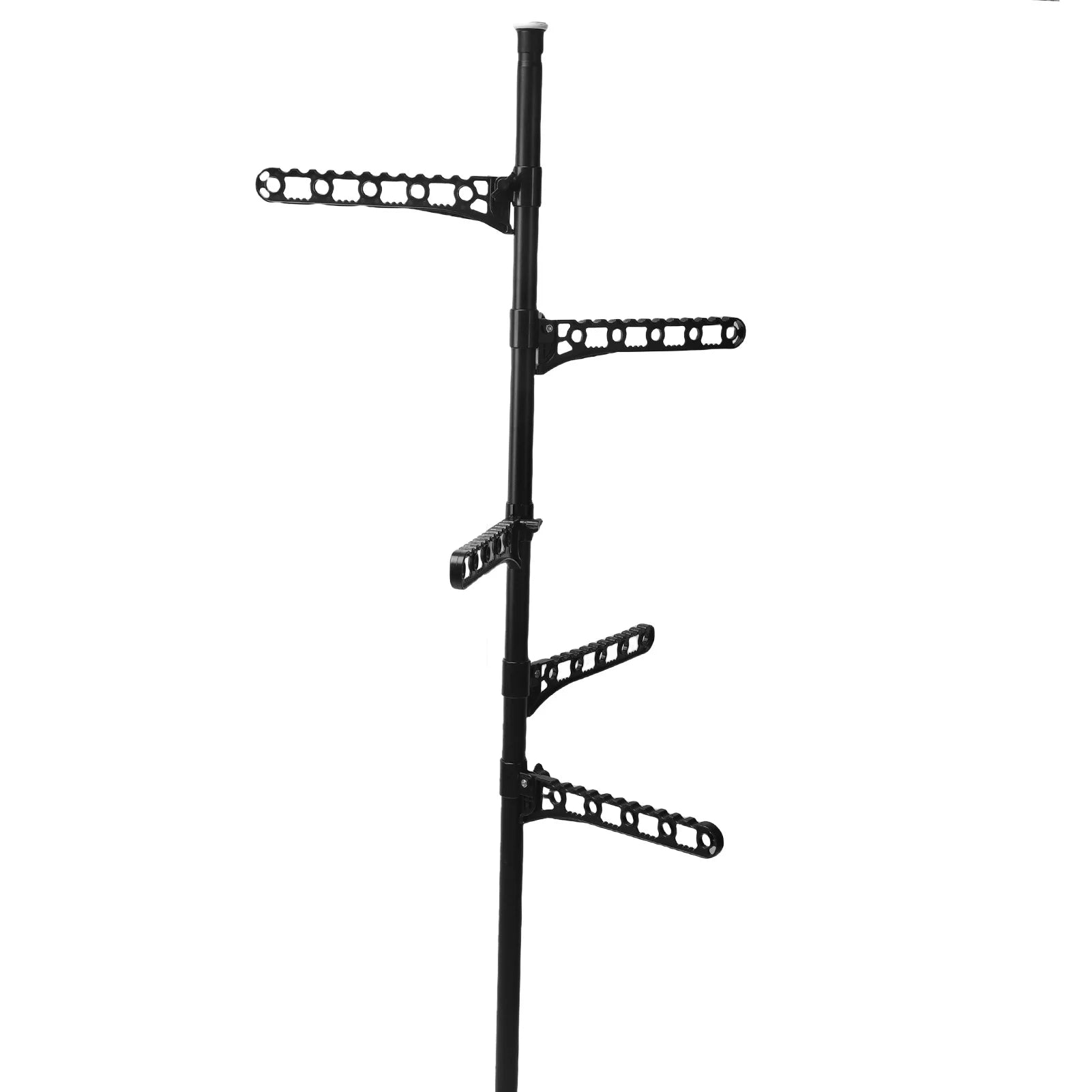 Floor Coat Hanger High Temperature Proof Floor To Ceiling Coat Rack 360 Degree Rotating with 5 Adjustable Arms for Laundry Room