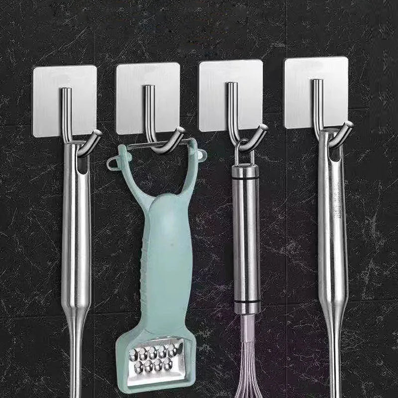 3PCS Stainless Steel Wall Hooks Self Adhesive Hooks For Hanging Wall Key Holder Wall Hanger Towel Holder Coat Hook Bag Hanger