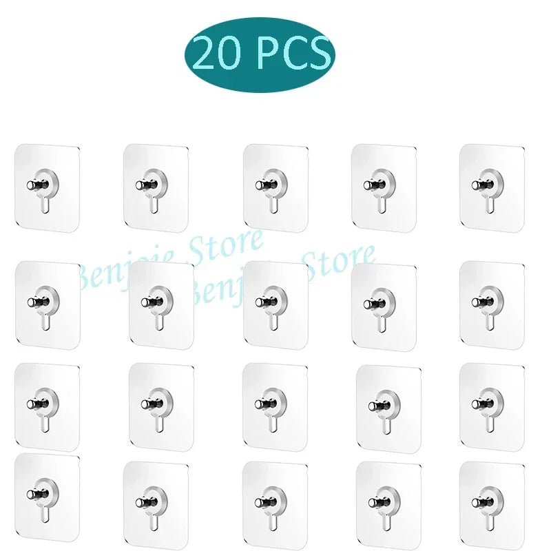 Adhesive Nails Wall Hooks Transparent Screw Stickers Wall Hook Closet Cabinet Shelf Pegs Wall Hook Hangers Kitchen Bathroom