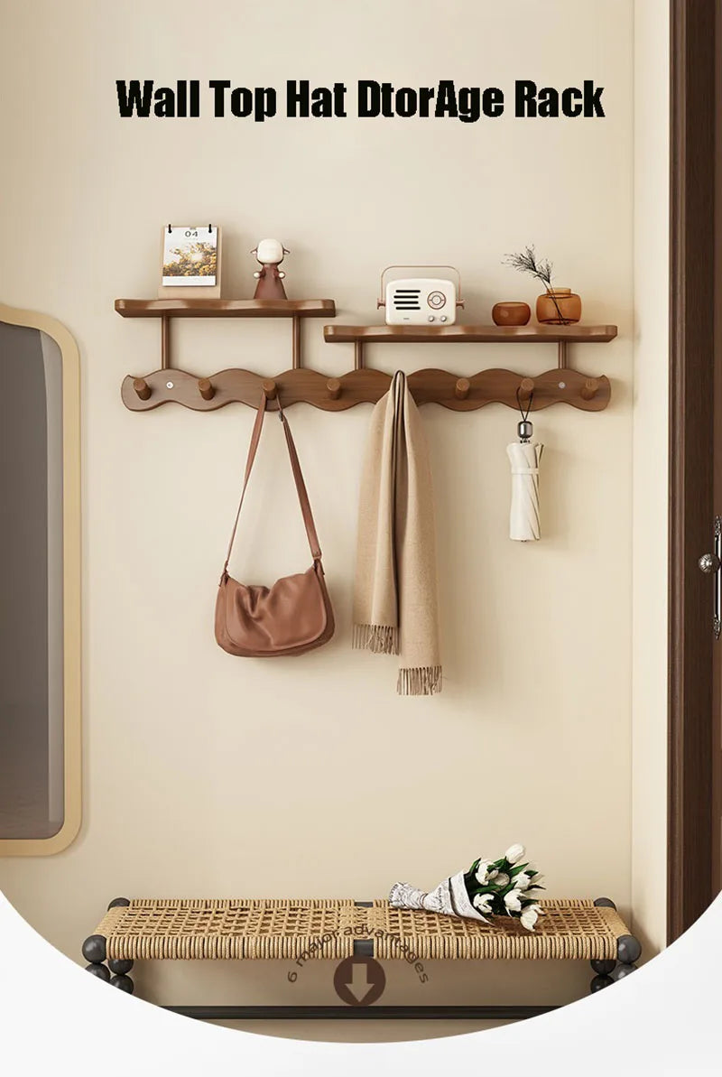 Entrance Hall Coat Racks Bamboo Hanging Hooks Behind Creative Clothes Scarf Keys Wall Mounted Storage Rack Furniture Decoration
