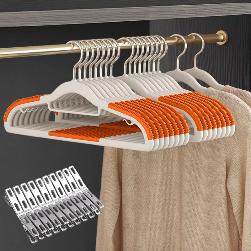 30pcs Anti Slip Hangers Set with 20 Clips, Heavy Duty Velvet Clothing Hangers for Wardrobe, Multiple Colors
