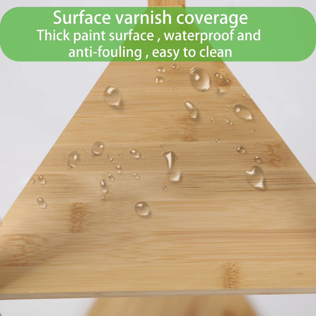 Bamboo Corner Tree Coat Rack Stand  Clothes Hanger with Hooks and Shelves