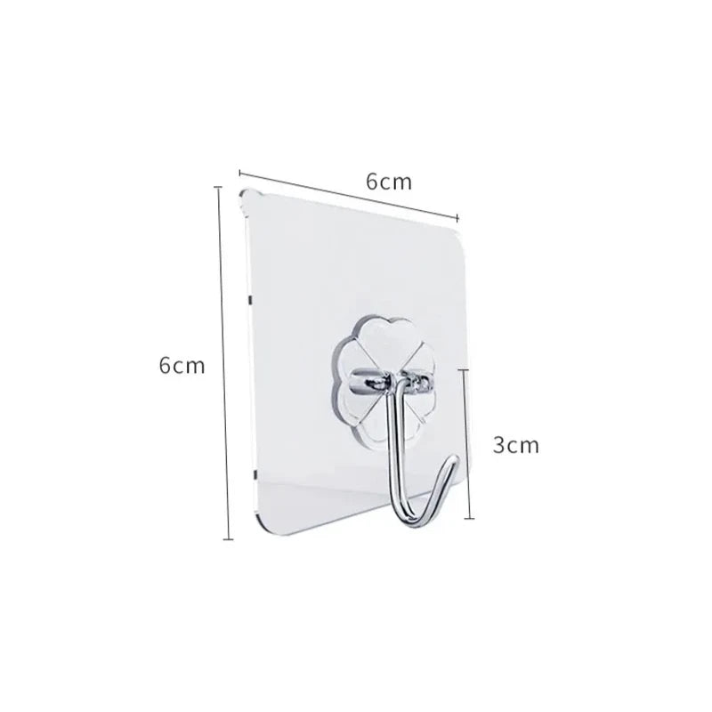 10/20 Sets Transparent Multipurpose Adhesive Hooks with 10kg Load Capacity for Bathroom Hook Kitchen and Decoration