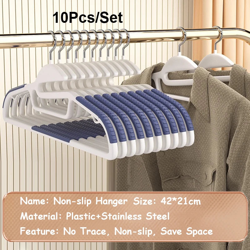 10pcs Non-Slip No Trace Hanger Coated Metal Clothes Hangers Thicken Suit Coat Shirt Jacket Hanging Hanger with Round Notches