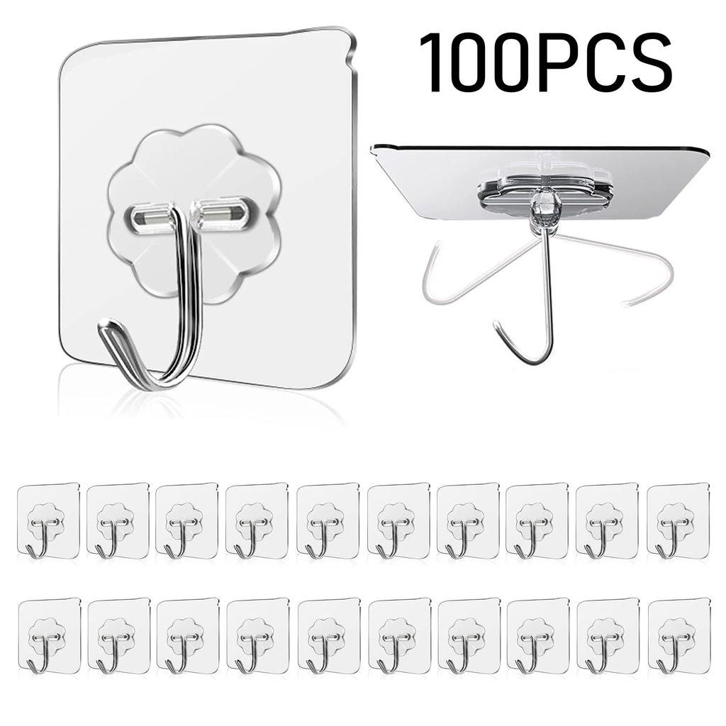 Waterproof and Oilproof Wall Hooks, Sticky Hooks for Kitchen Bathroom Shower Door Outdoor Wall Hanging Door Self-adhesive