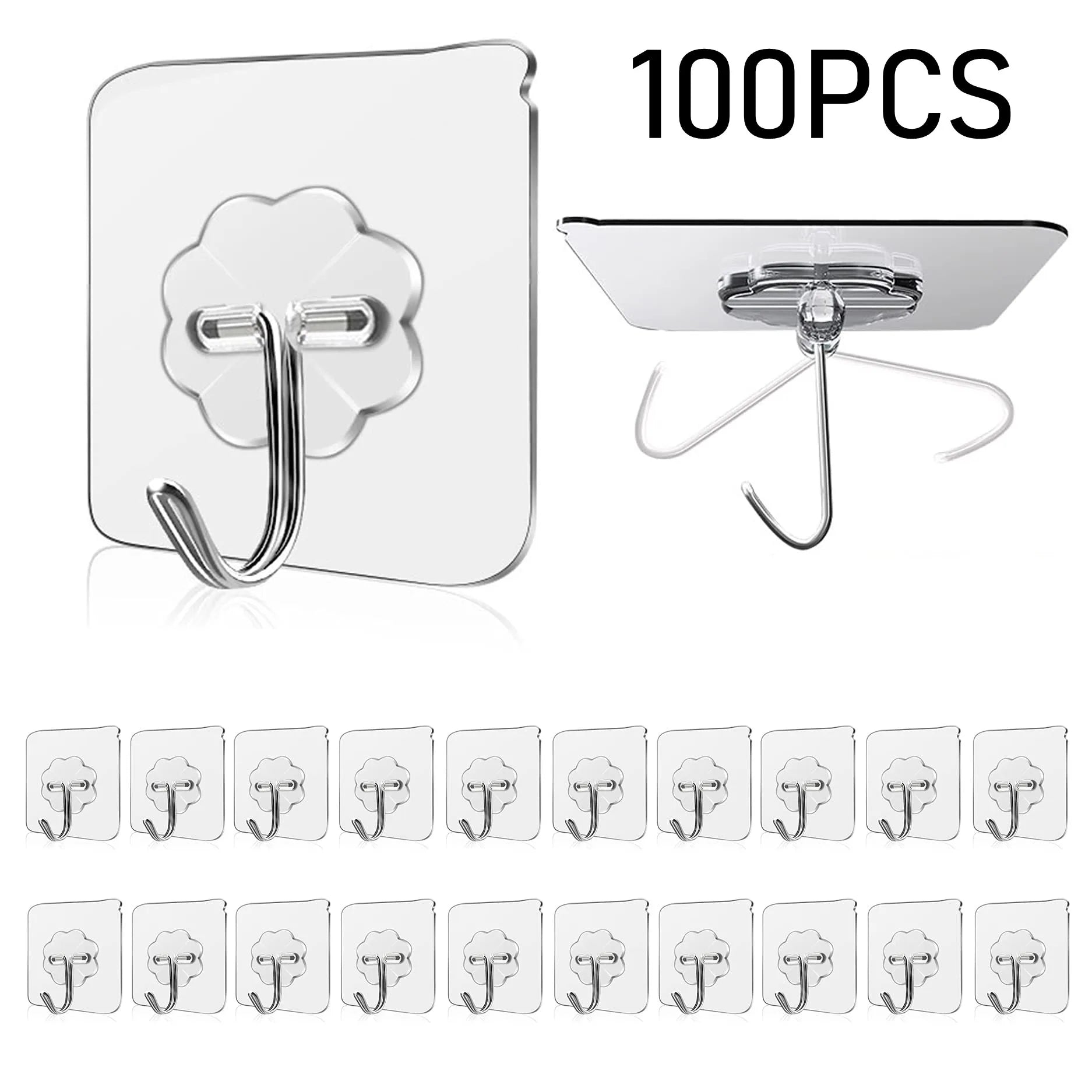 Waterproof and Oilproof Wall Hooks, Sticky Hooks for Kitchen Bathroom Shower Door Outdoor Wall Hanging Door Self-adhesive