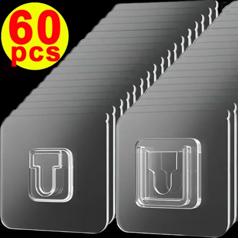 Double-Sided Self Adhesive Wall Hooks Strong Sticky Transparent Traceless Kitchen Bedroom Wall Hook Storage Holders Wholesale