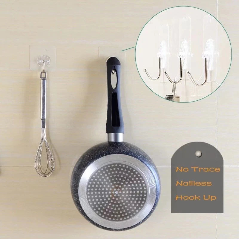 Transparent Hook Strong Self Adhesive Hooks Key Storage Hanger for Kitchen Bathroom Door Wall Multi-Function