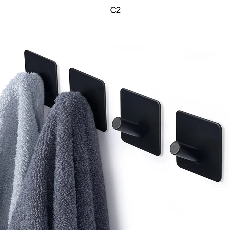 Self-adhesive Bathroom Hook Towels Rack Wall Stickers Steel Hooks For Wall Glue Adhesive Hanger Robe Shower Accessories