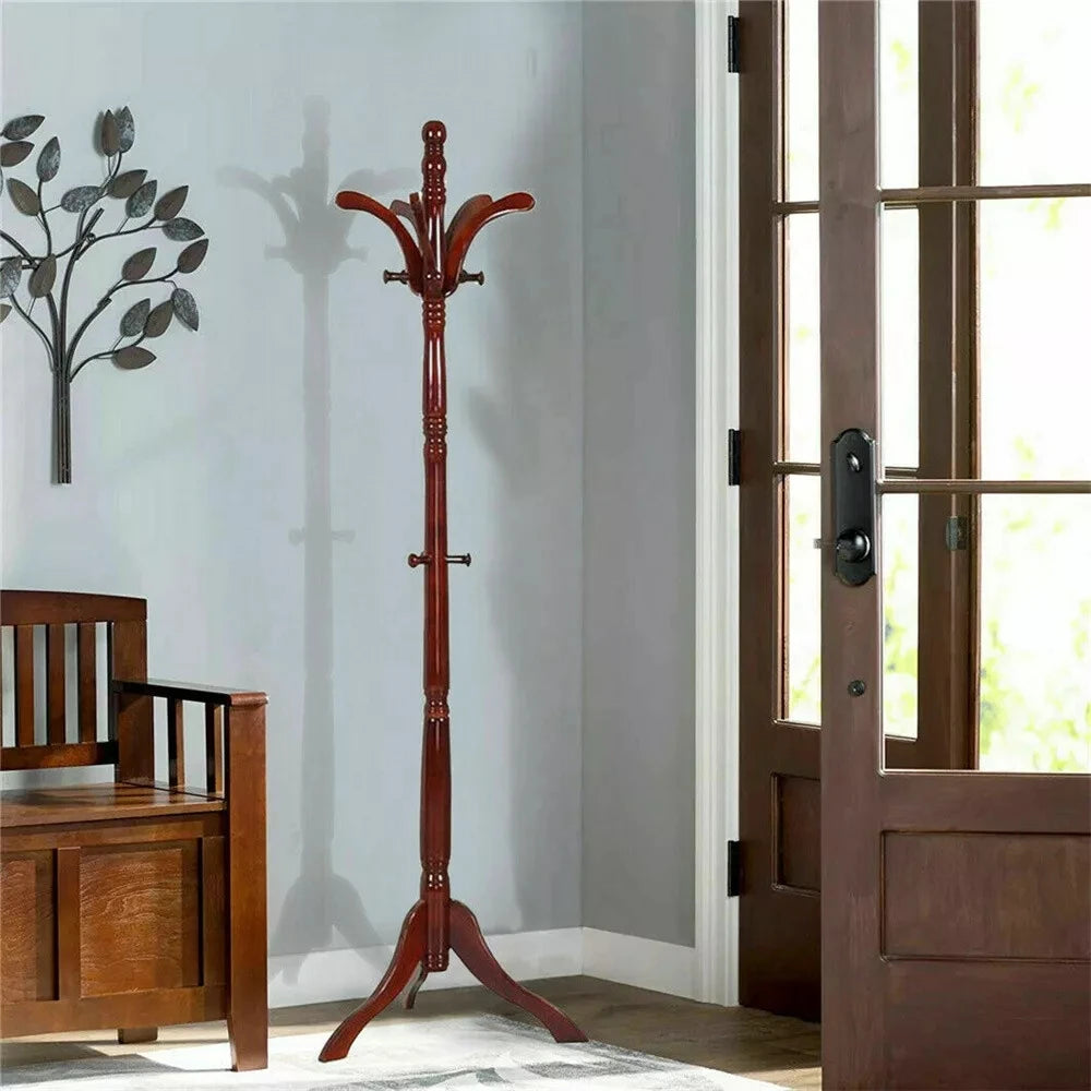 Wooden Vintage Coat Rack Freestanding Coat Rack Tree Coat Racks for Bedroom, Hallway, Entrance, Office