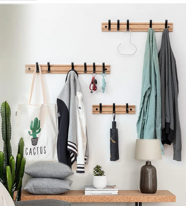 Nordic Fashion Style Bedroom Furniture Coat Rack Clothes Hanger Hooks Living Room Closet Bamboo Hat Racks Coat Hanger Wall Hook
