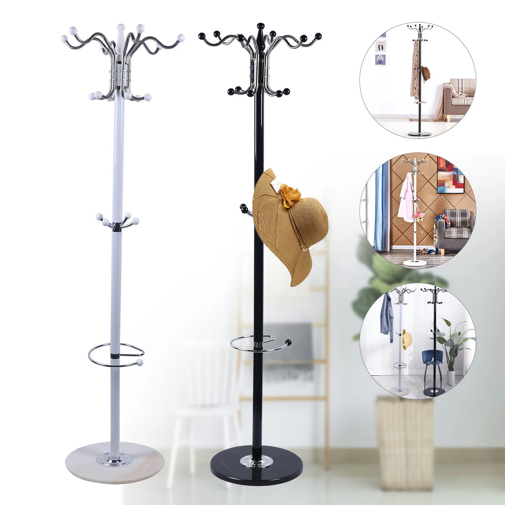 Hat Jacket Stand Tree Holder Hanger Rack Marble Base Coat Tree Coat Racks with 16 Hooks