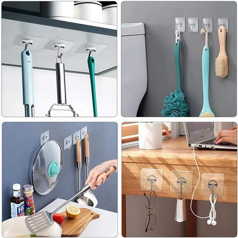 10/20 Sets Transparent Multipurpose Adhesive Hooks with 10kg Load Capacity for Bathroom Hook Kitchen and Decoration