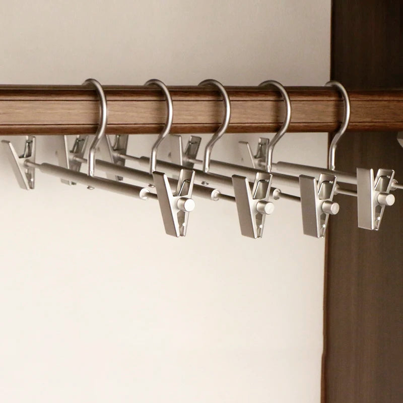 10PC,Clothes Hanger for Pants Organizer Closet Suit Trousers Hanger,42CM Aluminum Alloy Coat Rack with Clips Multi-functional