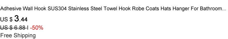 Self-adhesive Bathroom Hook Towels Rack Wall Stickers Steel Hooks For Wall Glue Adhesive Hanger Robe Shower Accessories