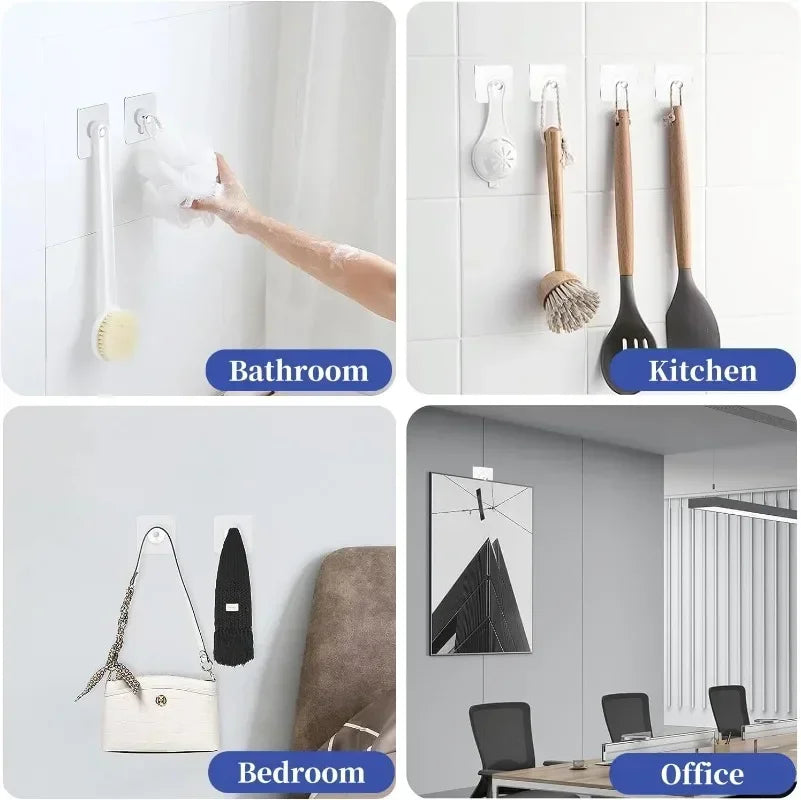 50/10pcs Self-adhesive Wall Hooks for Photo Frame Clock Strong Adhesive Transparent Nails Wall Hook Hangers Hanging Nail Holders