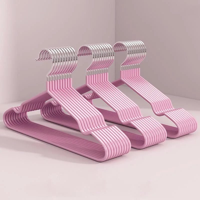 10pcs Non-Slip Coated Metal Suit Coat Hangers Heavy Duty Clothes Hangers Metal Shirt Jacket Hanger with Round Notches for Dress