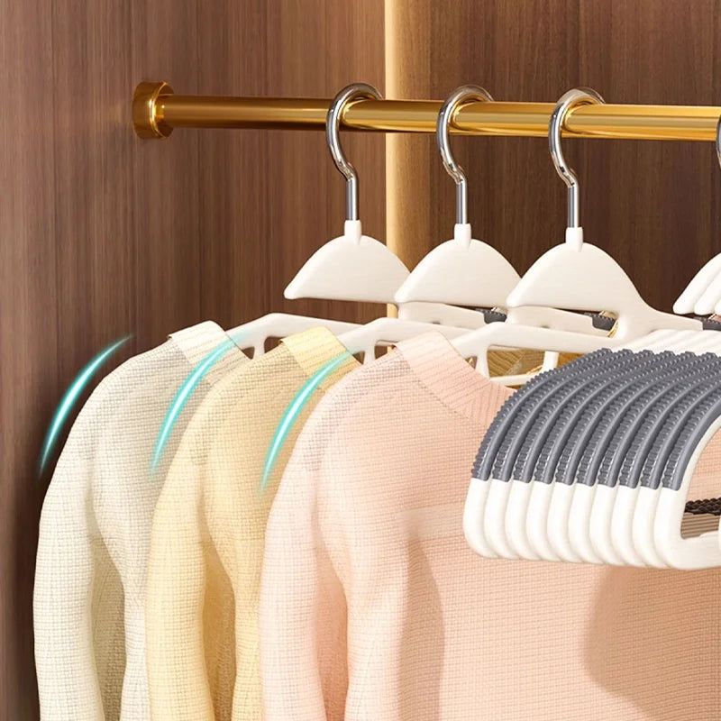 10pcs Non-Slip No Trace Hanger Coated Metal Clothes Hangers Thicken Suit Coat Shirt Jacket Hanging Hanger with Round Notches