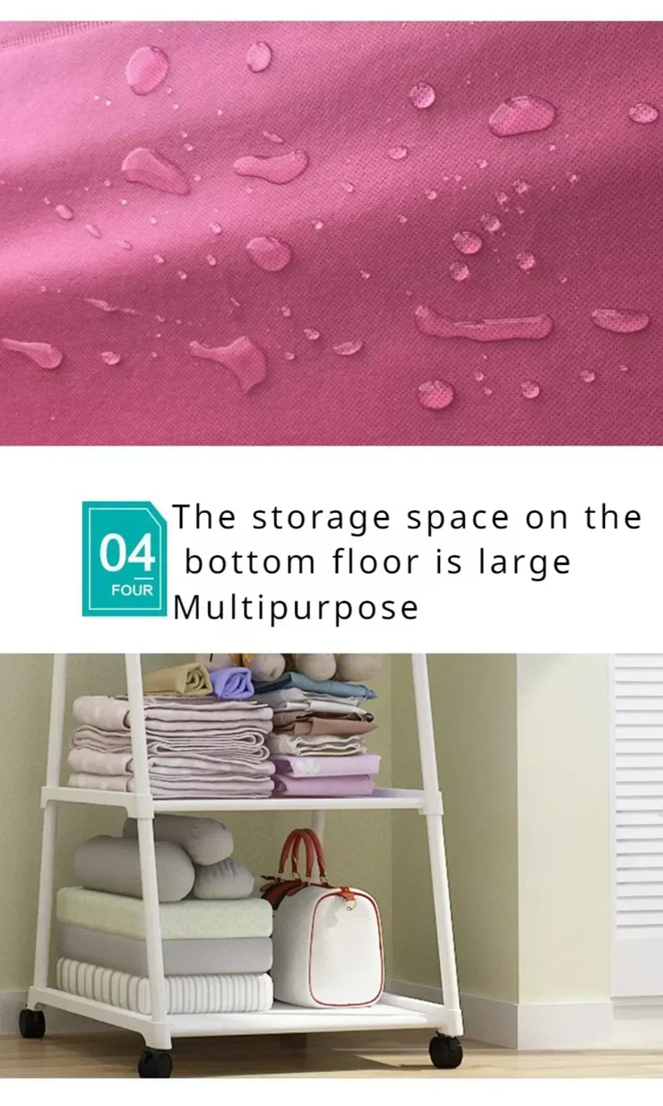 Portability Coat and Hat Rack with Wheels Floor Stand Multi-layer Storage Rack Large Capacity Space Saving Hanging Clothes Stand