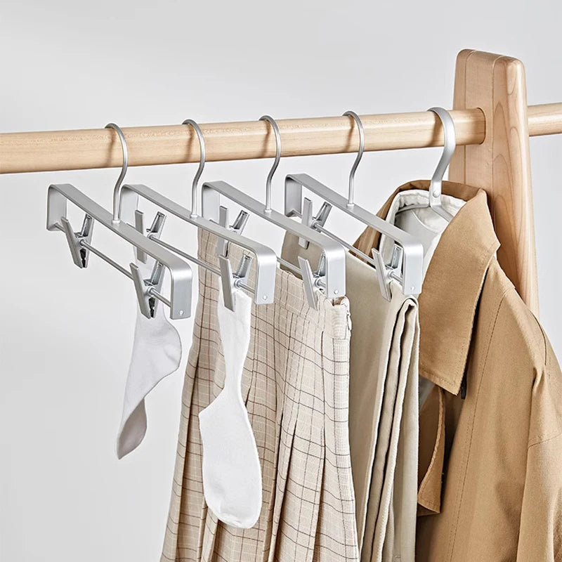 10PC,Clothes Hanger for Pants Organizer Closet Suit Trousers Hanger,42CM Aluminum Alloy Coat Rack with Clips Multi-functional