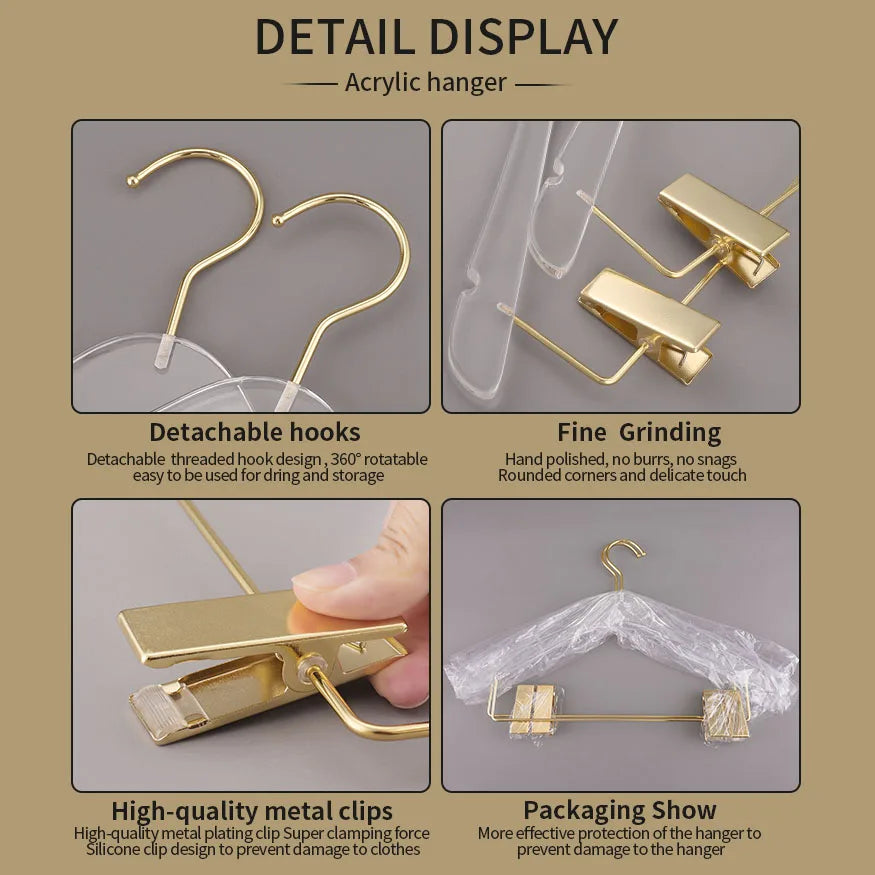 5/10PC,Acrylic Coat Hanger with Clips Anti-slip Clothes Hangers Closet Organizer,39CM Pants Skirt Drying Rack High Quality