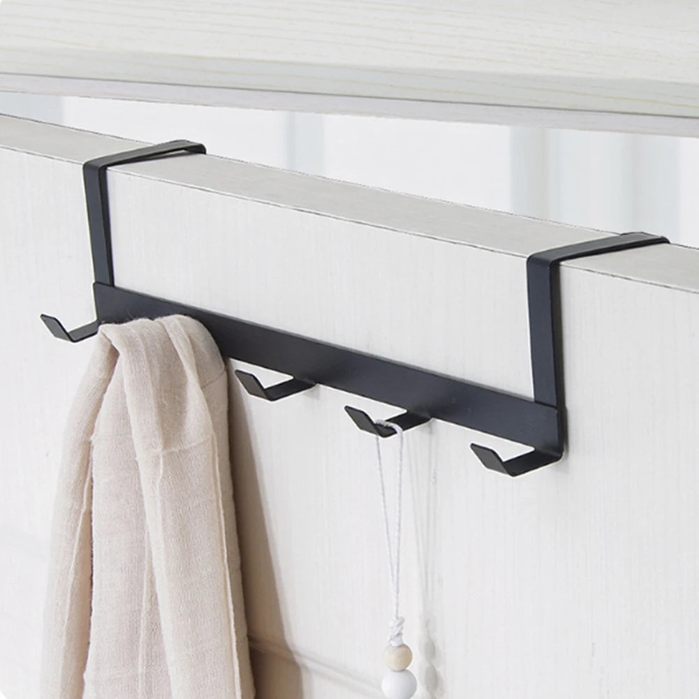 Coat Hook Rack Over the Door 5 Hooks Home Organizer Metal Hanging Rack Cloth Coat Hat Hanger Bathroom Kitchen Accessories