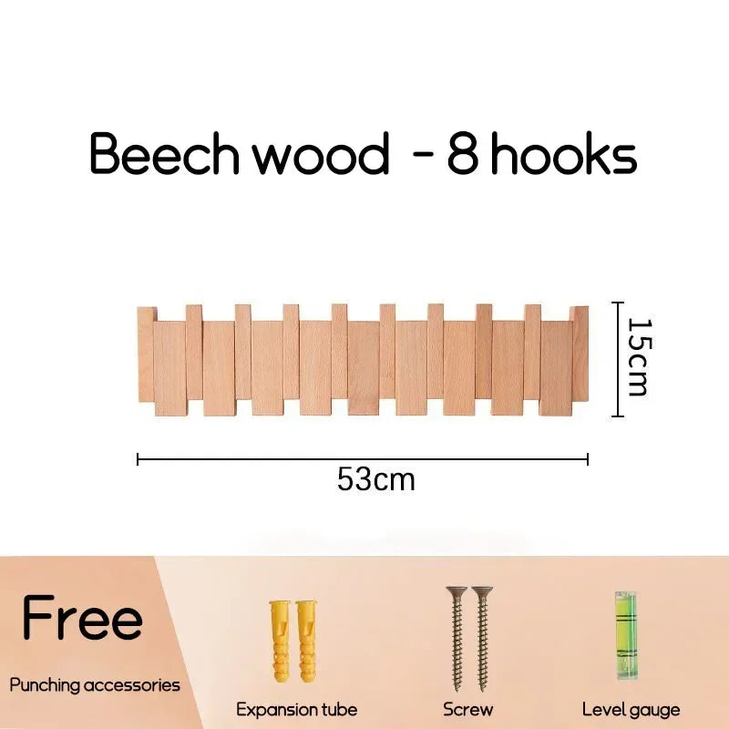 Wall Mounted Black Walnut Coat Rack Solid Wood Clothes Hook Dropshipping Entrance Door Hanger Coat Rack Home Decor Ds Furniture