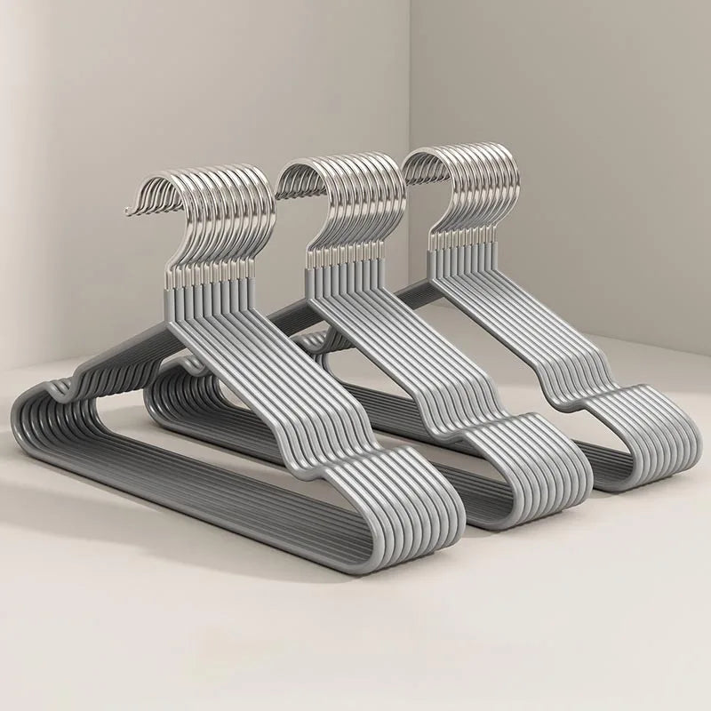 10pcs Non-Slip Coated Metal Suit Coat Hangers Heavy Duty Clothes Hangers Metal Shirt Jacket Hanger with Round Notches for Dress