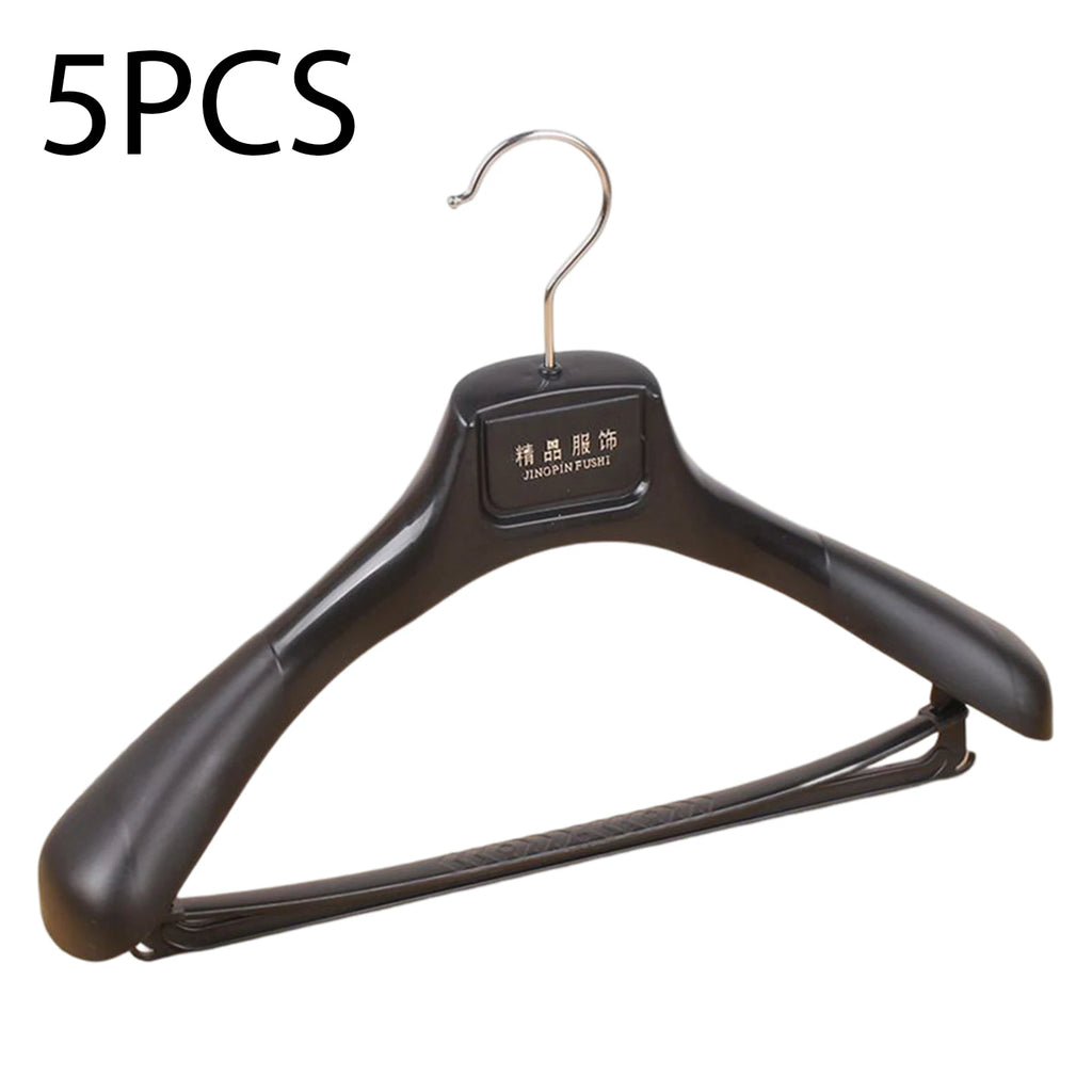 5pcs Wide Shoulder Plastic Clothing Hanger Suit Clothes Hanger Seamless Coat Drying Racks Wardrobe Room Storage Organizer