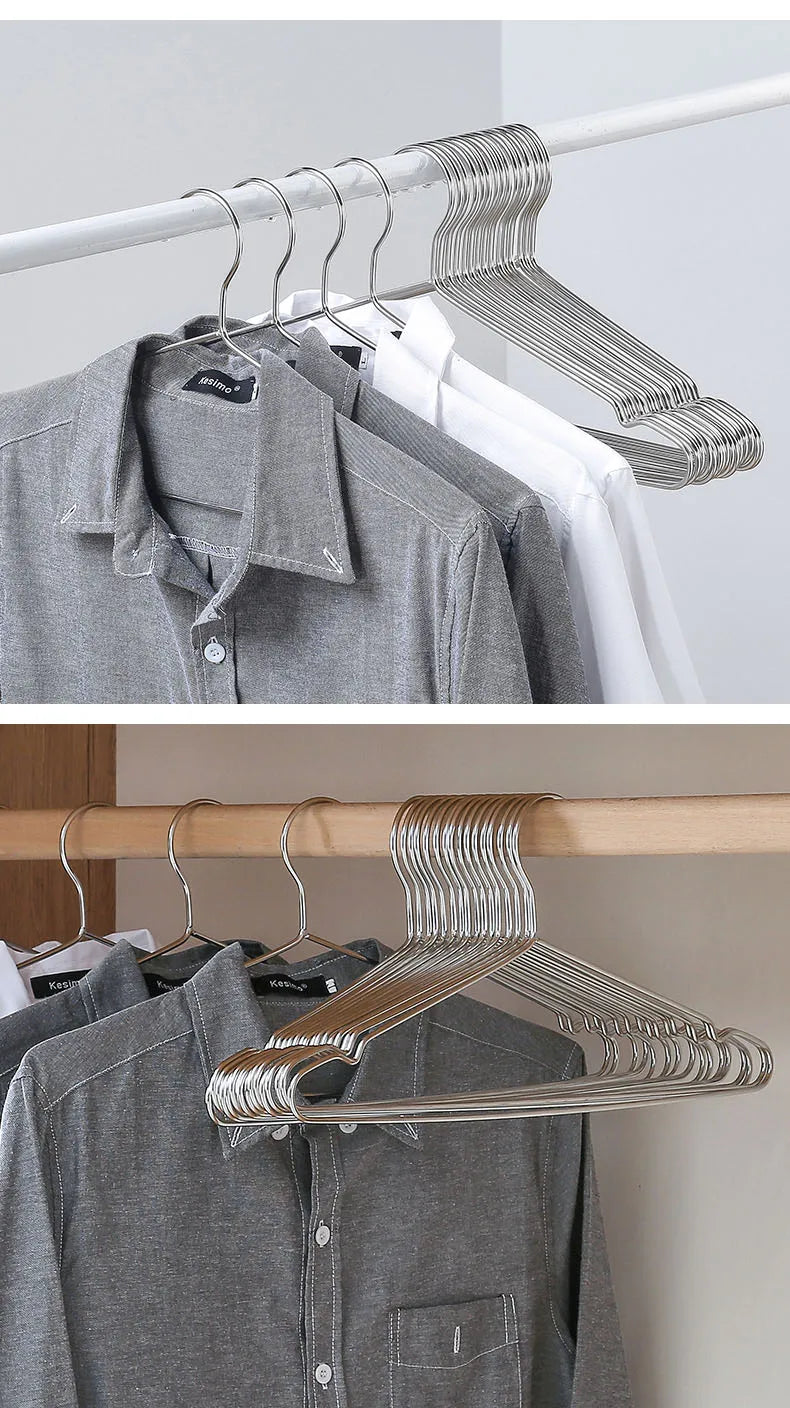 10/20pcs Stainless Steel Clothes Hanger Closet Organizer Non-slip Coat Rack Pants Drying Rack Storage Wardrobe Save Space