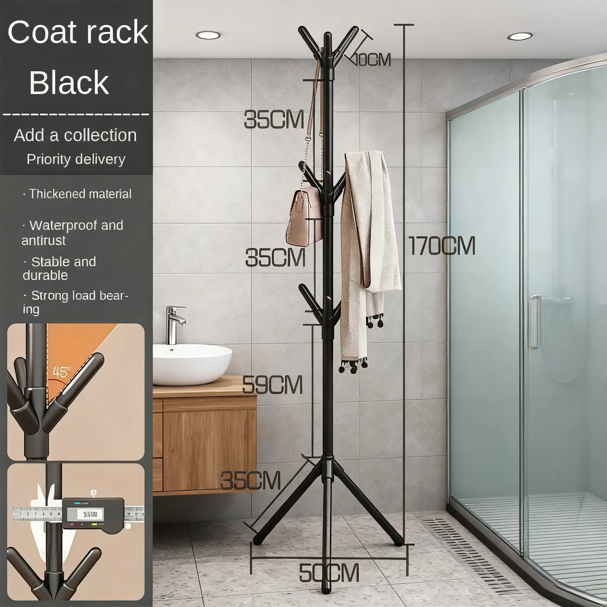 Clothes and Hats Rack Floor To Floor Bedroom Coat Hook Bedroom Vertical Tree Branch Shape Holder Hat Scarf Handbag Storage Hange