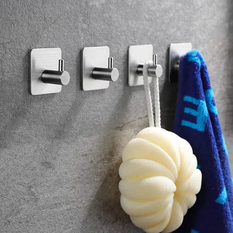 Bathroom Towel Hooks Self-adhesive Stainless Steel Hook Rack Wall Hanger For Hanging Outdoor Shower Bathroom Accessories