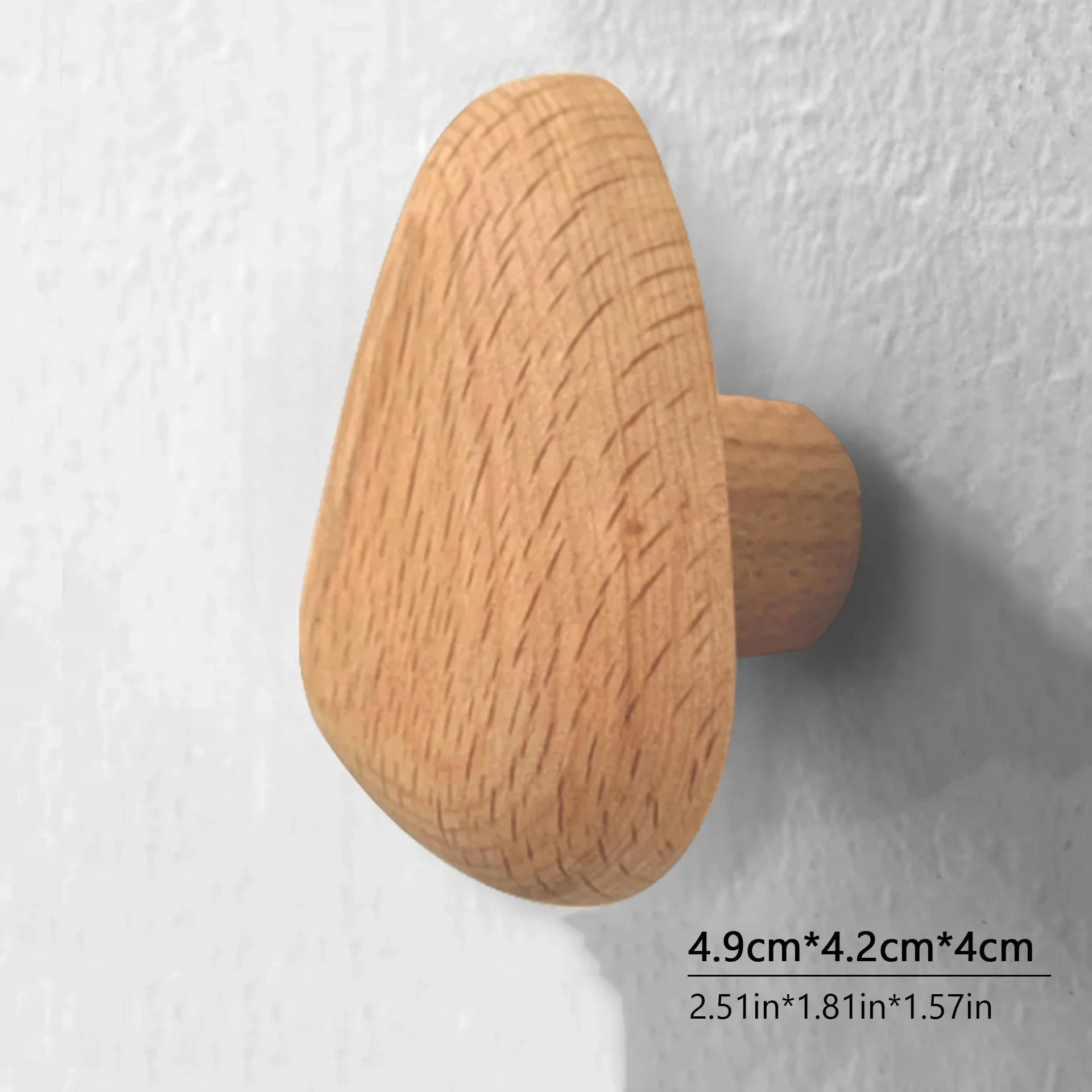 Scandinavian Solid Wood Handle Clothes Hook Coat Hook Wall-mounted Hook Punch-free Door Clothes Hanger Pebble Shape Cabinet Door