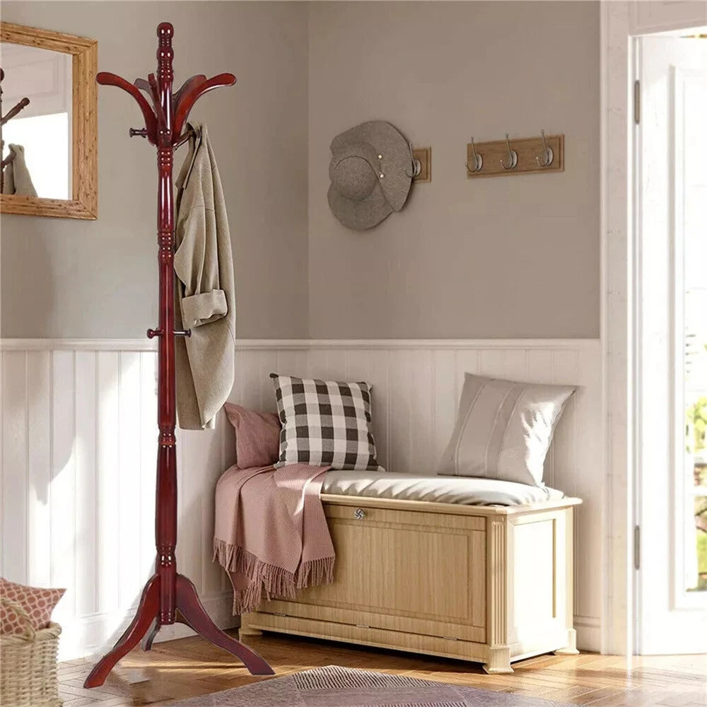 Wooden Vintage Coat Rack Freestanding Coat Rack Tree Coat Racks for Bedroom, Hallway, Entrance, Office