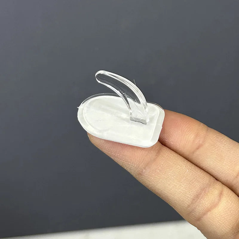 30-10PCS Mini Clear Wall Hooks Self Adhesive Transparent Sticky Hanger Wall Decor Hook Home Kitchen Bathroom Storage Organizers