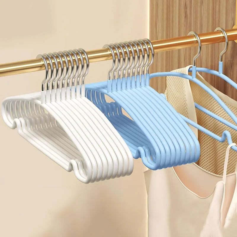 10pcs Non-Slip No Trace Hanger Coated Metal Clothes Hangers Thicken Suit Coat Shirt Jacket Hanging Hanger with Round Notches
