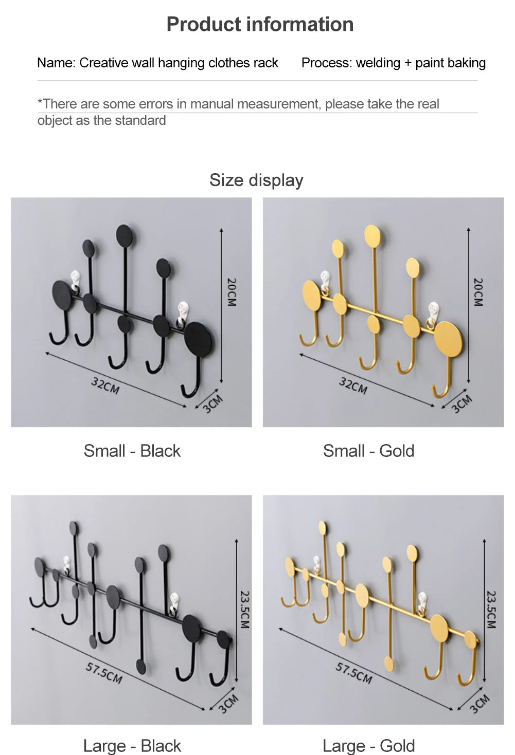 Luxury Fitting Room Coat Hooks Wall Mounted Clothes Rack Coat Rack Key Storage Holder Home Decoration Iron Wall Accessories
