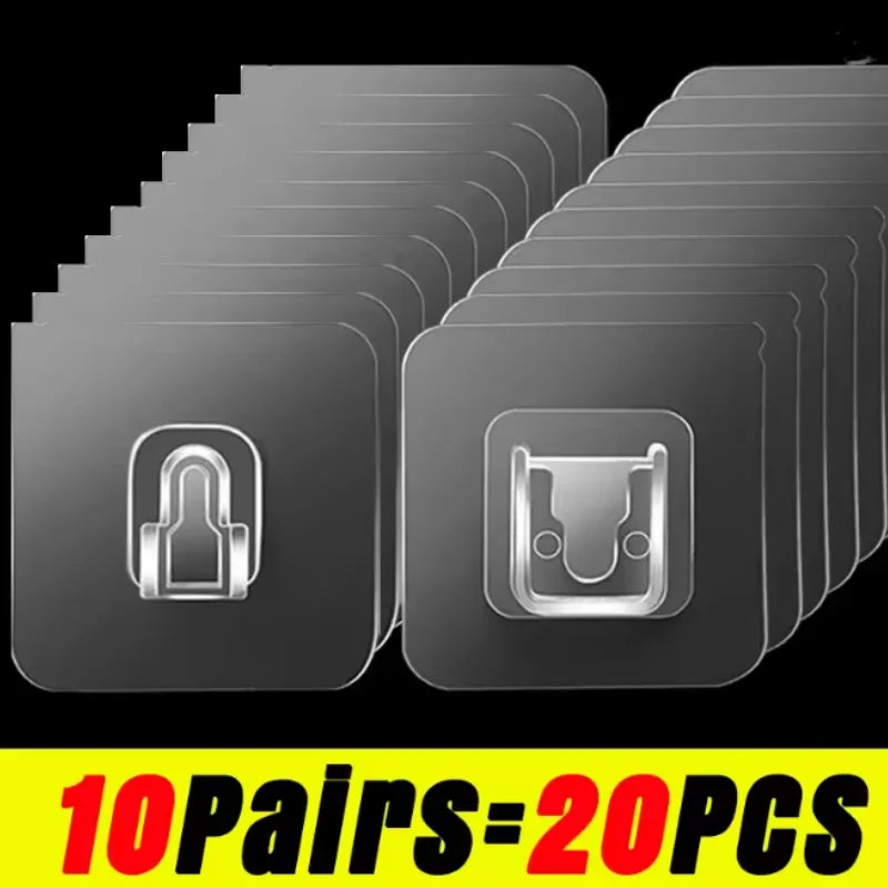 Double-Sided Self Adhesive Wall Hooks Strong Sticky Transparent Traceless Kitchen Bedroom Wall Hook Storage Holders Wholesale