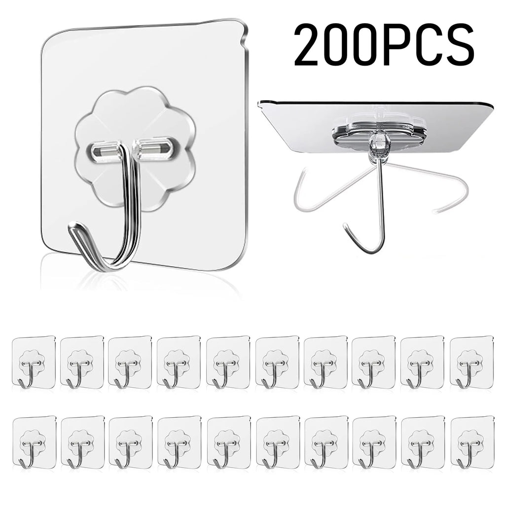 Waterproof and Oilproof Wall Hooks, Sticky Hooks for Kitchen Bathroom Shower Door Outdoor Wall Hanging Door Self-adhesive
