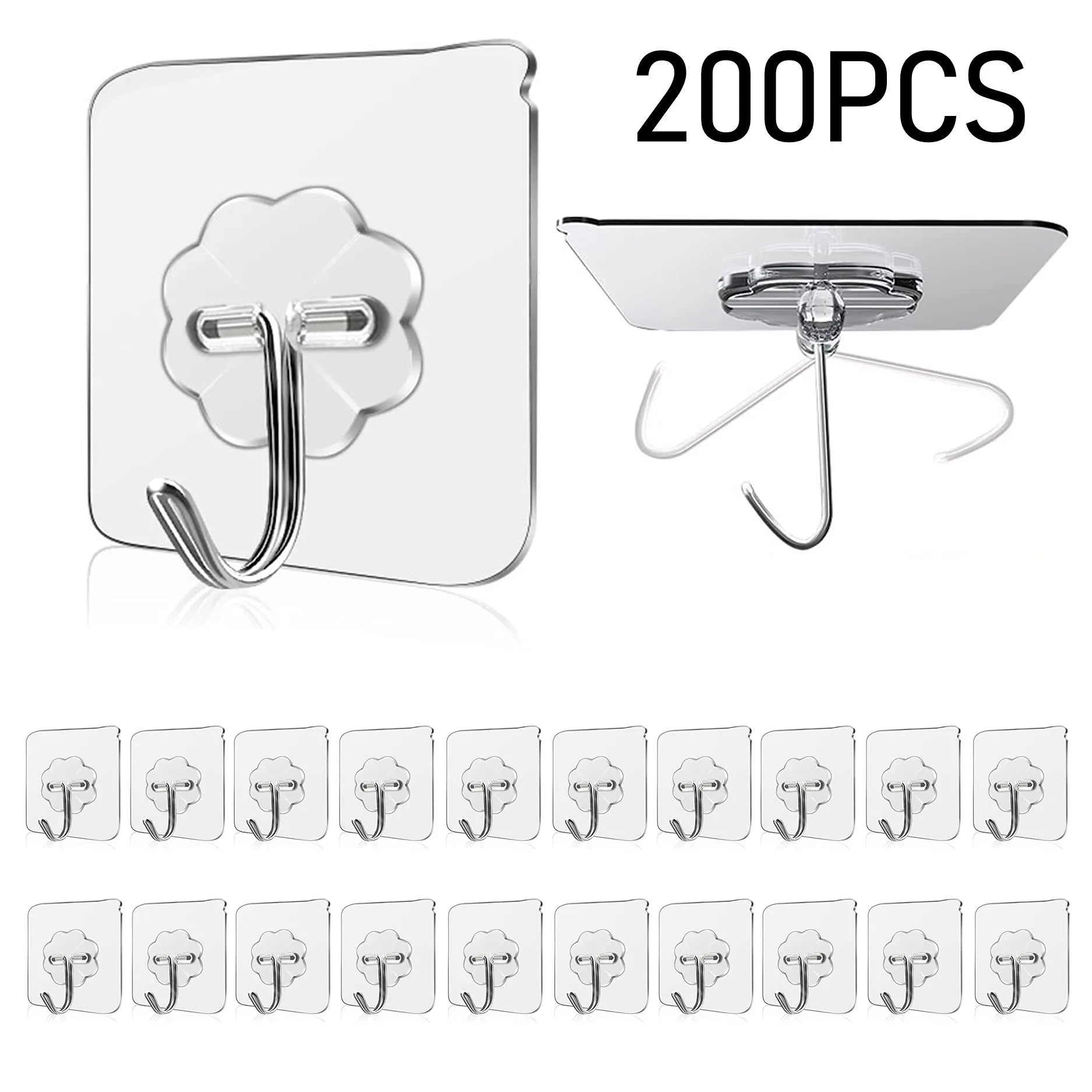 Waterproof and Oilproof Wall Hooks, Sticky Hooks for Kitchen Bathroom Shower Door Outdoor Wall Hanging Door Self-adhesive