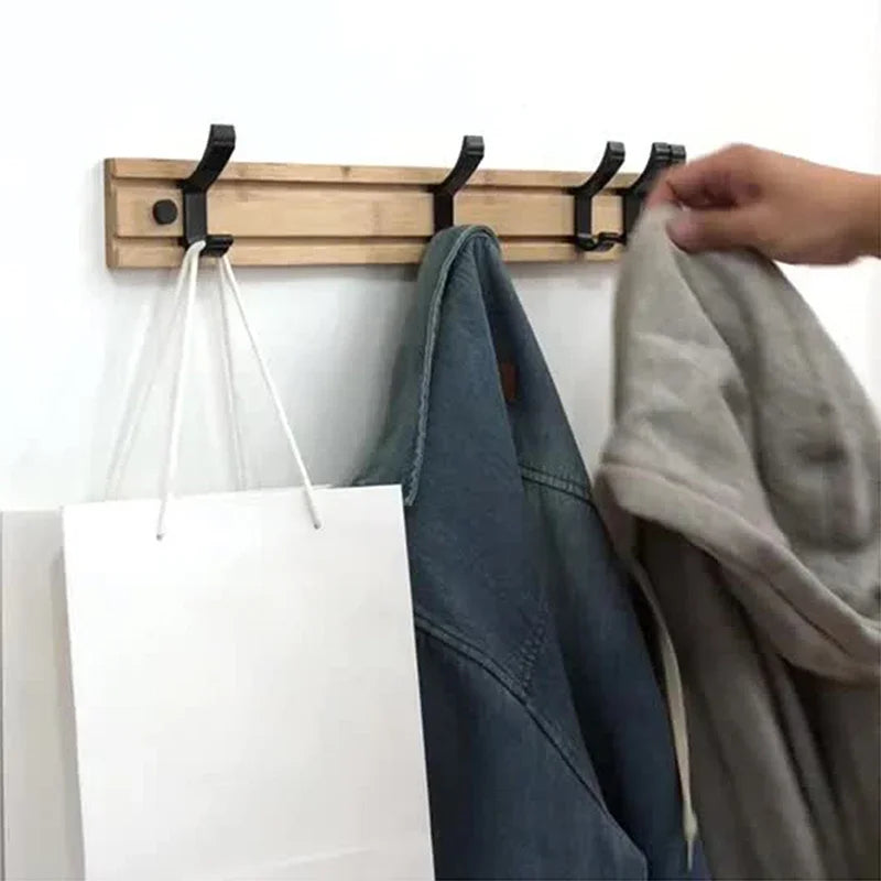 3/4/5 Hook Wooden Coat Rack Hook Wall Mounted Hat Clothes Hanger Rack Rail Organizer for Entryway Bathroom Bedroom Kitchen Decor