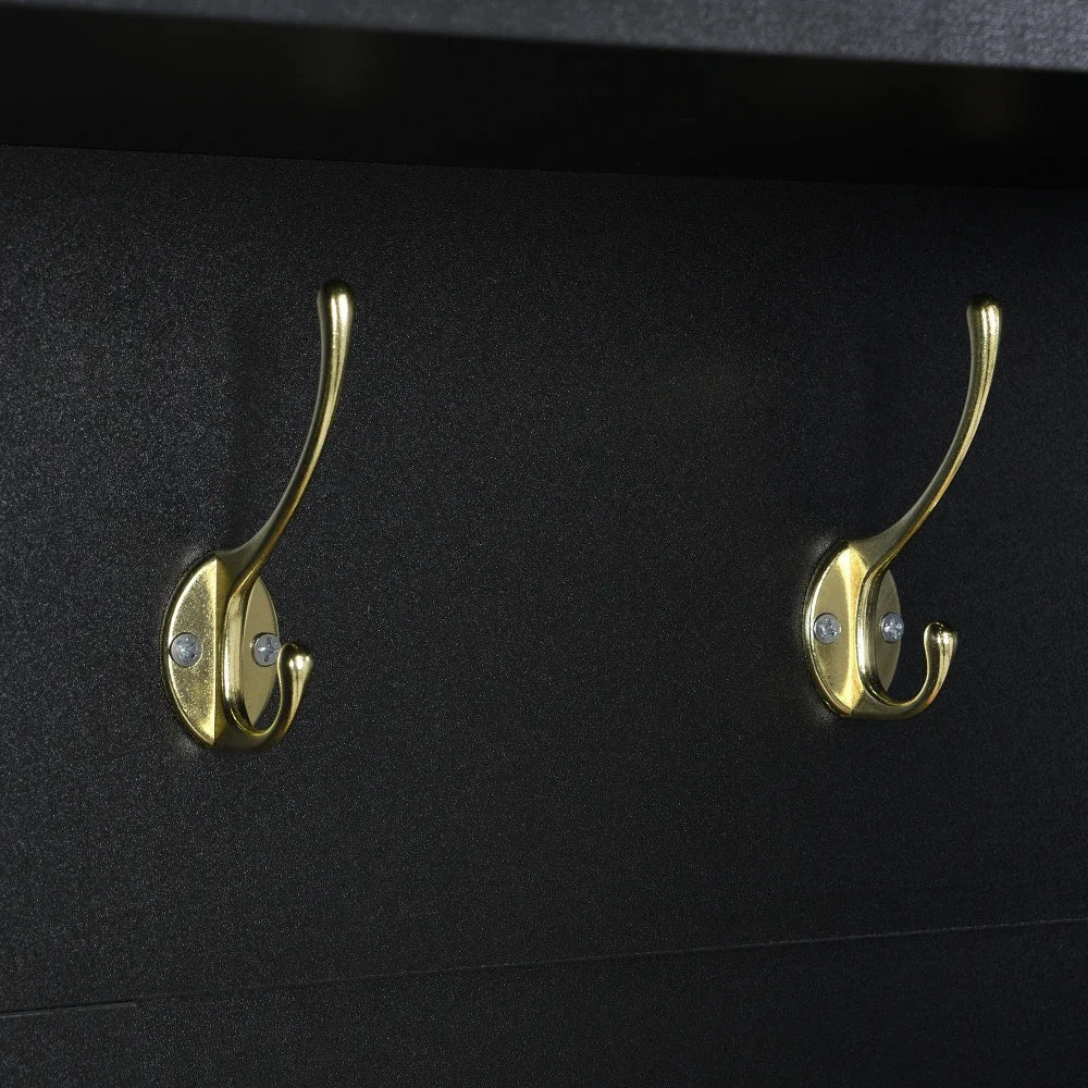 Multifunctional Modern Coat Racks Wardrobe with Shoe Rack Shelf Hooks for Entrance Hall Stable Iron Feet Convenient Storage