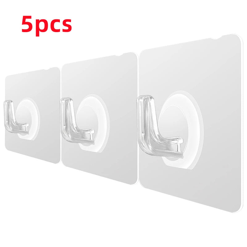 10/5/2Pcs Transparent Wall Hooks Hangers Self Adhesive Door Wall Hangers Hooks Suction Heavy Load Rack for Kitchen Bathroom